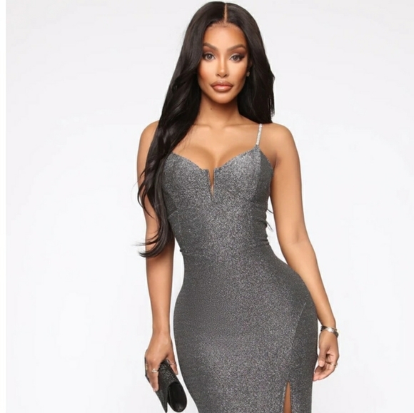Shine Tonight Maxi Dress - Black/Silver